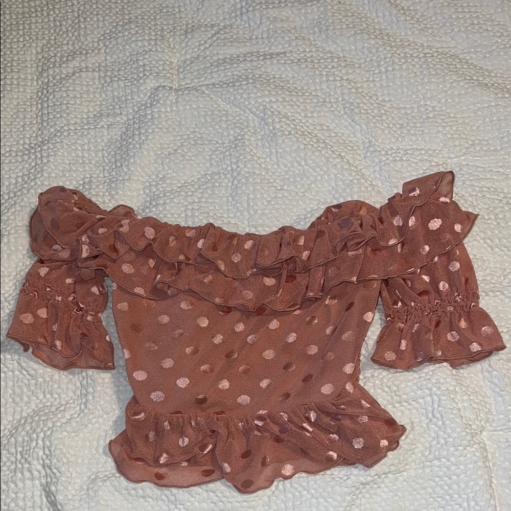 Ruffled Polka Dot Off-Shoulder Top